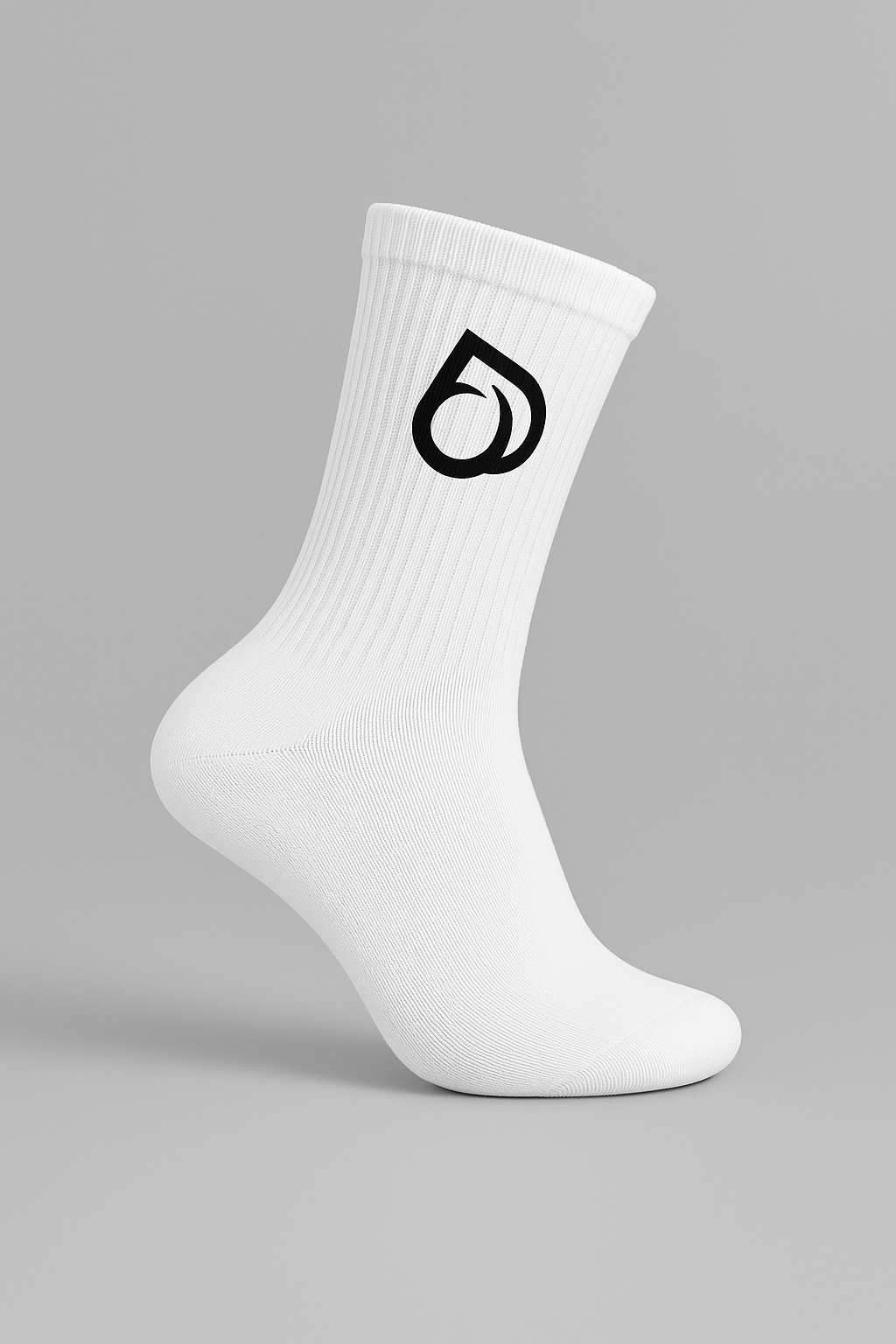 Calcetín blanco con logo negro (1)